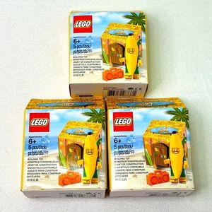 LEGO Luau Party Banana Guy Man Minifigure Bar Tiki Hut Box 5005250 NIB 3pc Lot